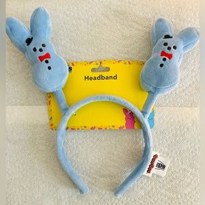 NEW! Peeps Bunny Plush Blue Headband With Embroidered Top Hat & Red Bow Tie- NWT